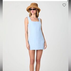 NWT French Connection Birdie Linen Square Mini Dress in Cashmere Blue US 6 $138